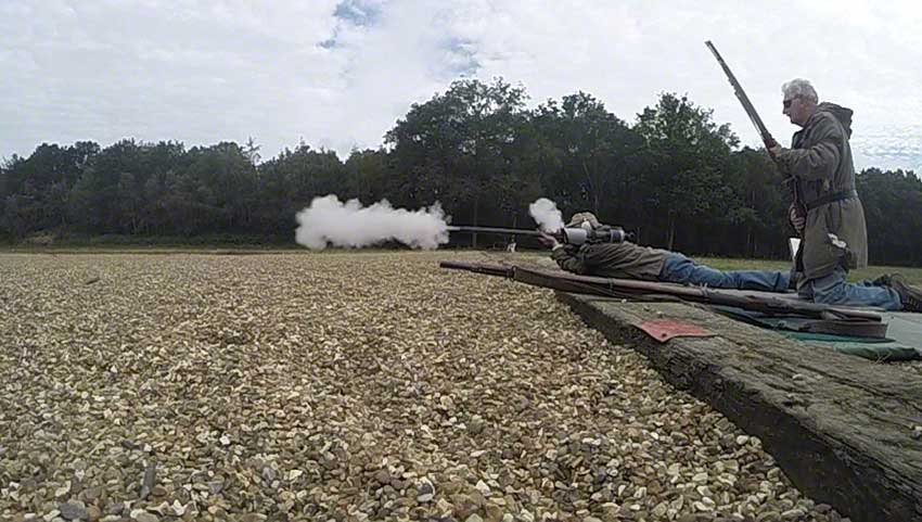 16. Flintlock: smoke continues to emerge.